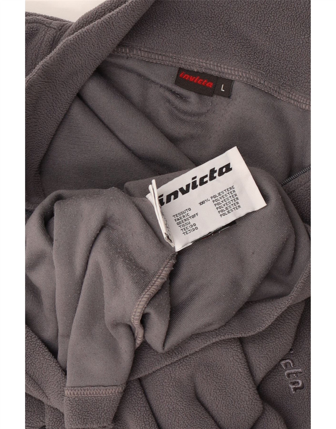 Maglione in pile da uomo con zip e collo Invicta, grande, in poliestere grigio