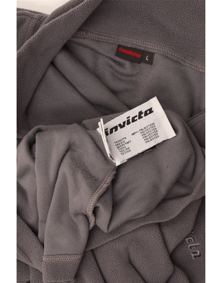 Maglione in pile da uomo con zip e collo Invicta, grande, in poliestere grigio