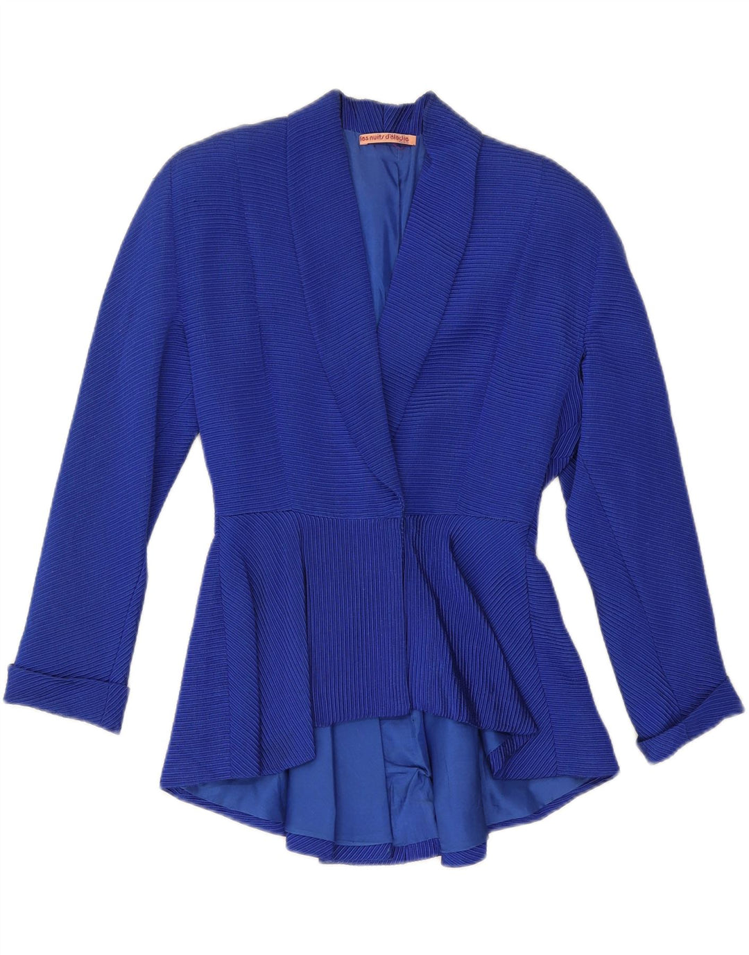 VINTAGE Womens Blazer Jacket UK 12 Medium Blue Pinstripe Cotton