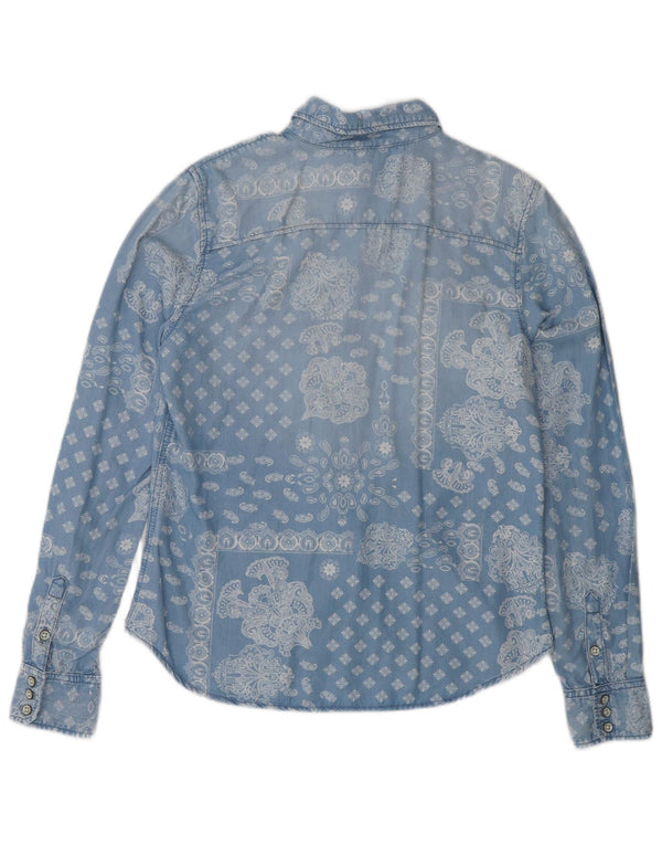 PEPE Jeans Chemise en jean pour femme UK 14 Large Bleu Paisley Lyocell