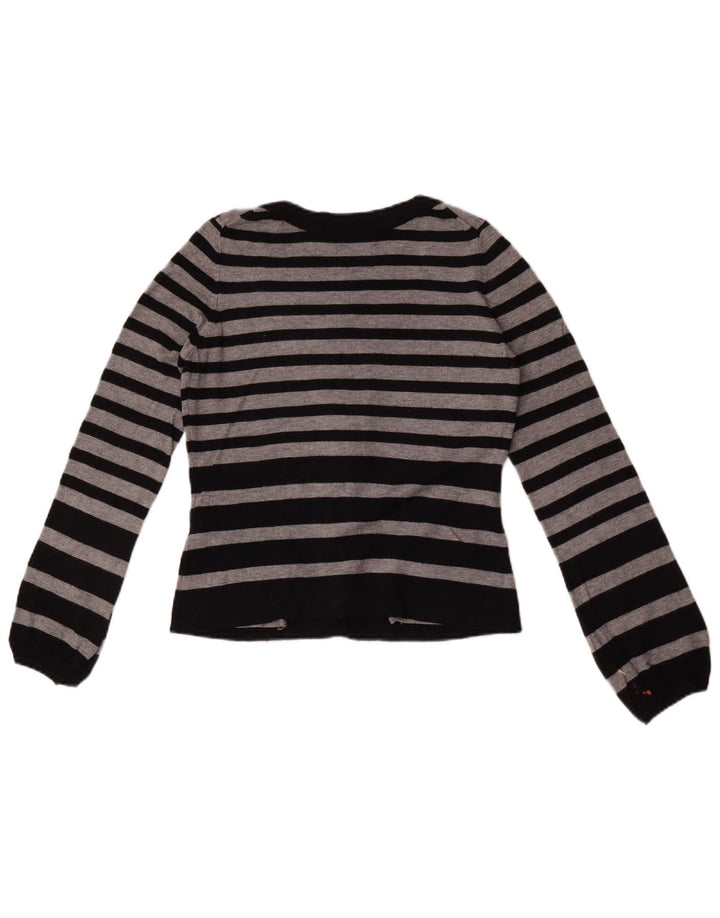 Marks & Spencer Womens Crop Cardigan Sweater UK 8 Small Grey Striped