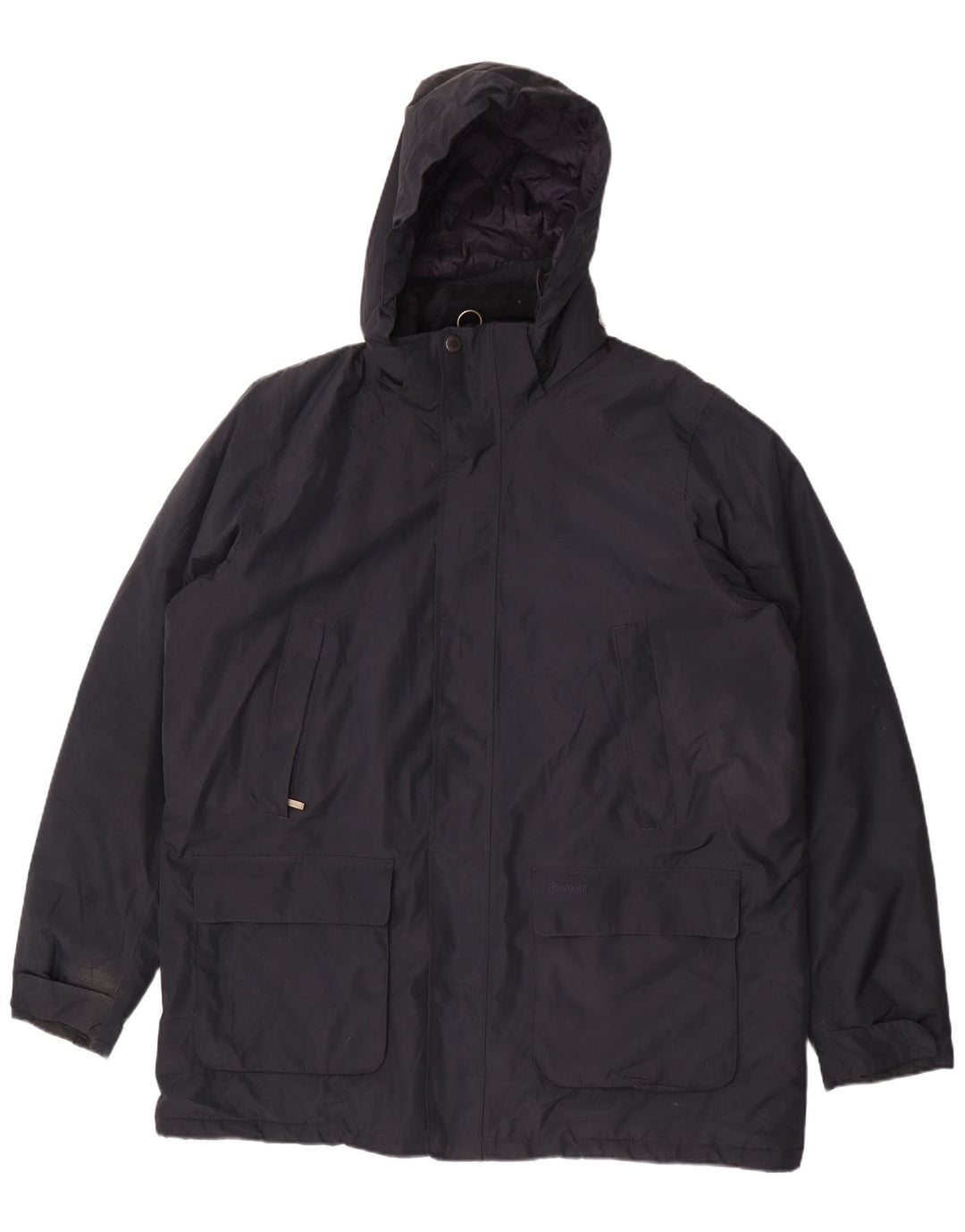 Barbour Mens Hooded Windbreaker Coat UK 44 2XL Navy Blue Polyester