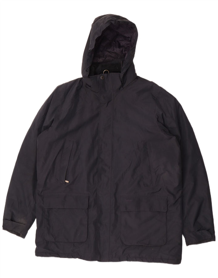 Barbour Mens Hooded Windbreaker Coat UK 44 2XL Navy Blue Polyester