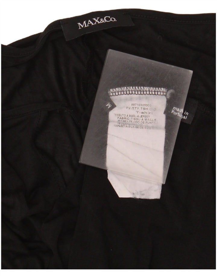 Max & Co. Damen-Top, 3/4-Ärmel, UK-Größe 14, Mittelschwarz, Seide