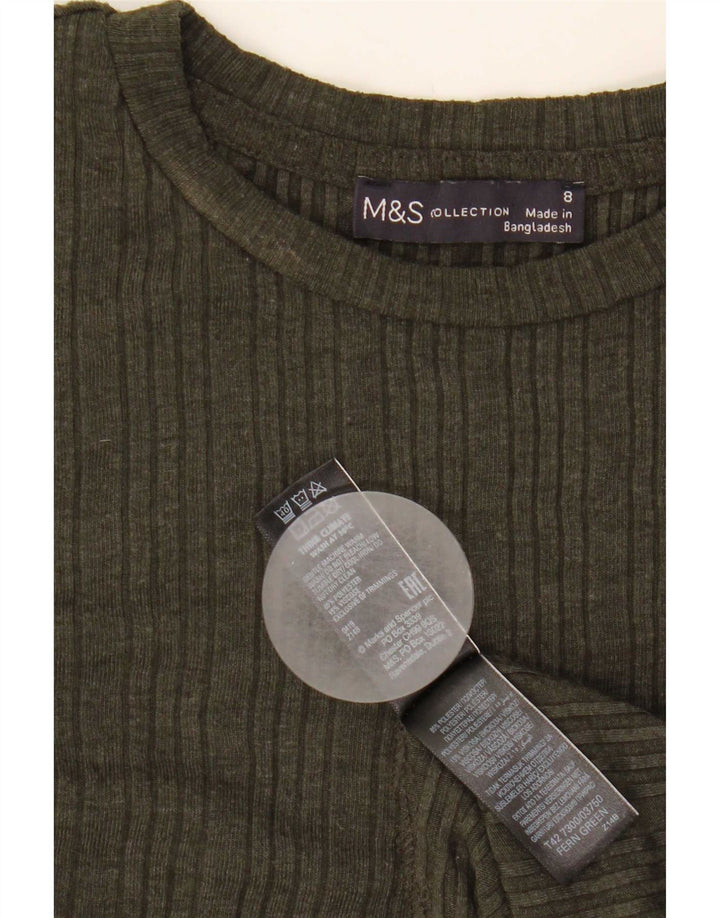 Marks & Spencer Womens Long Sleeve A-Line Dress UK 8 Small Khaki Polyester