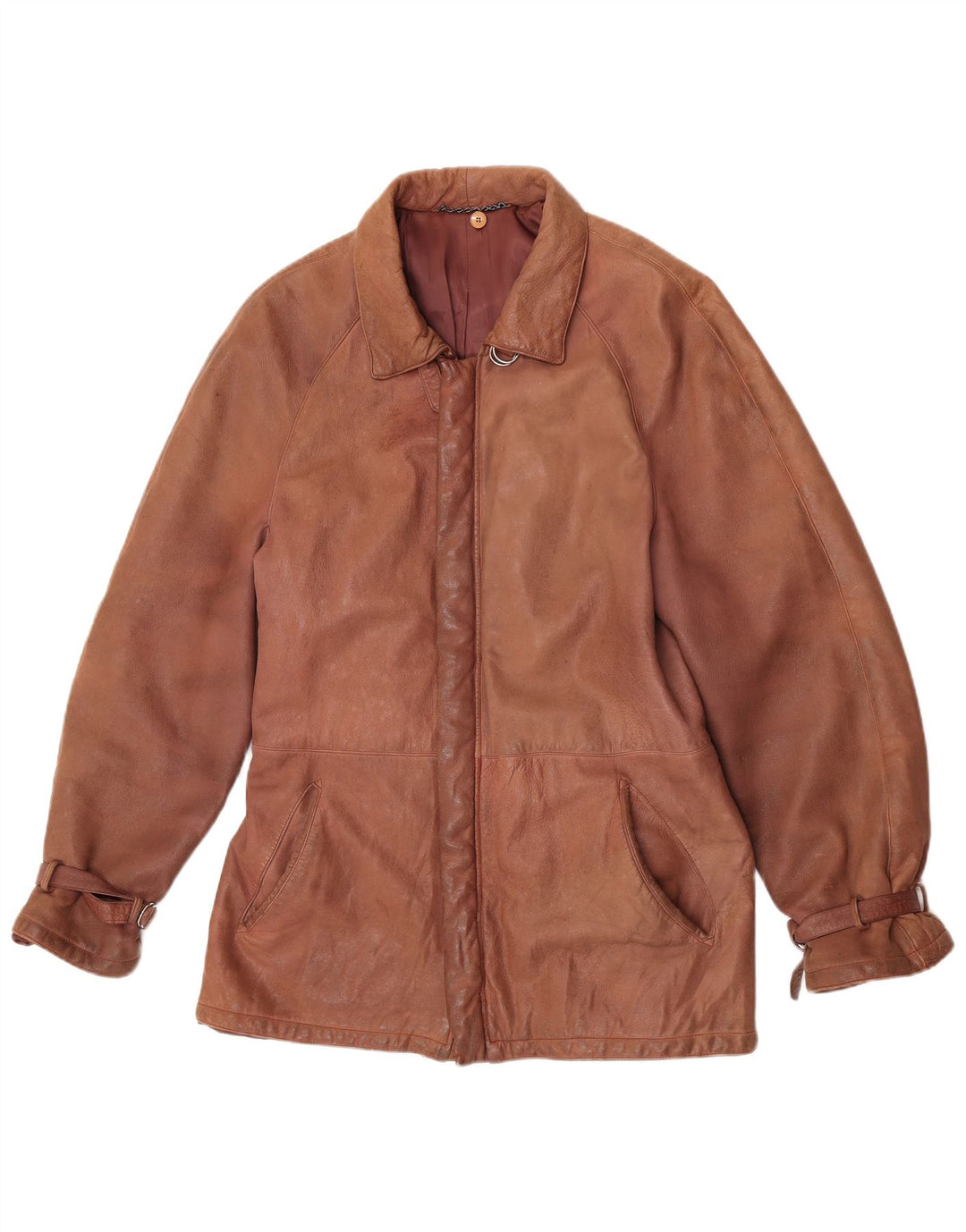 Giacca in pelle vintage da donna IT 52 2XL Marrone