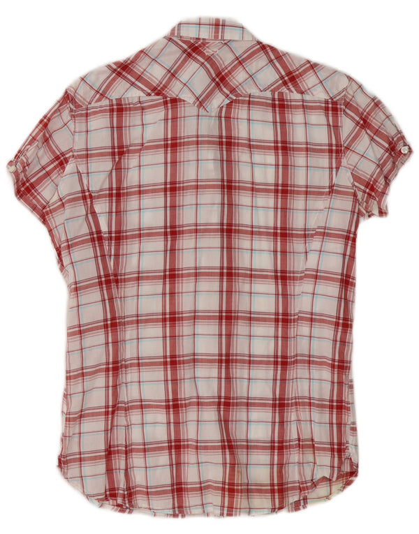 Levi's Womens Short Sleeve Shirt UK 16 Large Red Check