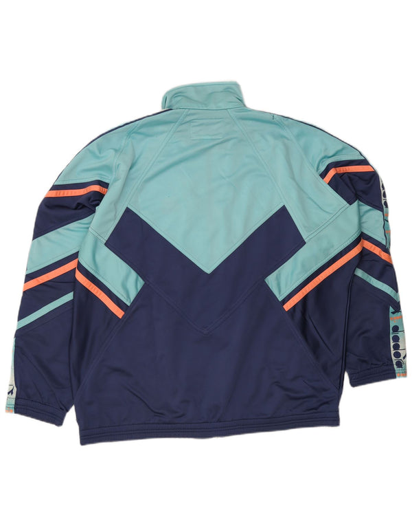 Diadora Mens Graphic Tracksuit Top Jacket UK 48 2XL Blue Colourblock