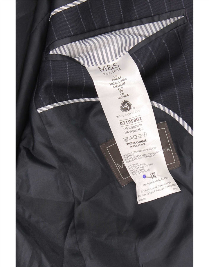Jaqueta Blazer Masculina Marks & Spencer Reino Unido 40 Riscas Azul Marinho Médio