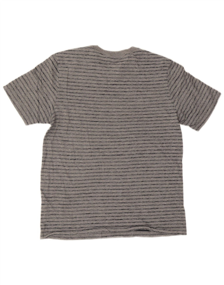 Nike Mens T-Shirt Top Medium Grey Striped Cotton