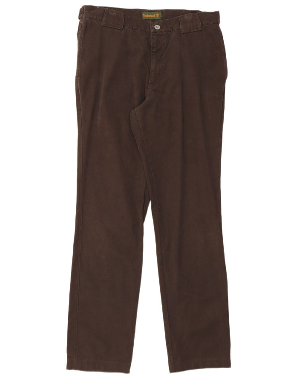 Timberland Mens Straight Chino Trousers W33 L34 Brown Cotton