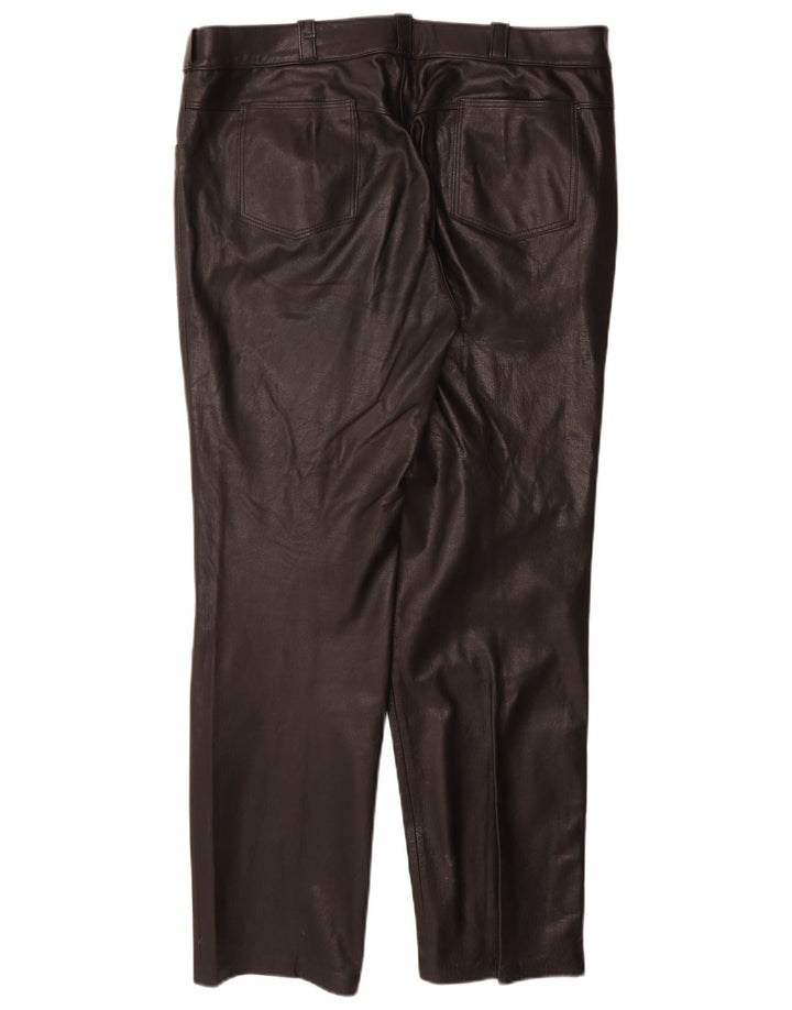 Pantaloni dritti in pelle da donna vintage W36 L31 neri