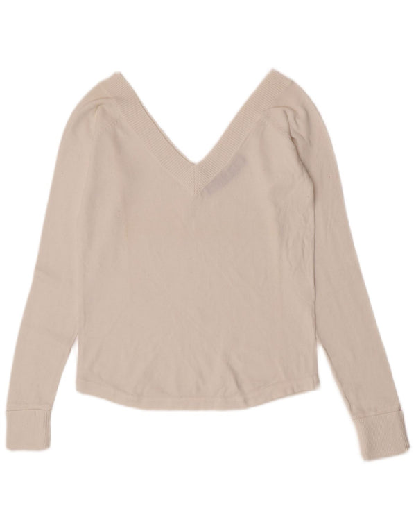 Zara Mujer Blusa Top Reino Unido 44 Grande Algodón Blanco
