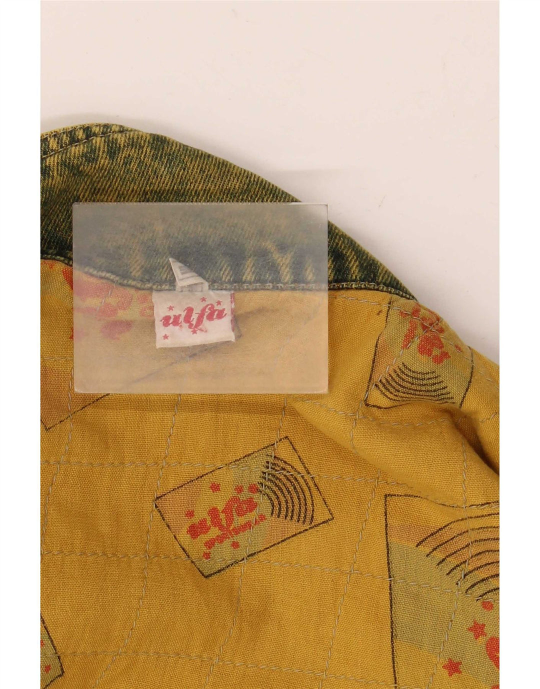 Ulfa Mens Loose Fit Denim Jacket UK 38 Medium Yellow Cotton 80s