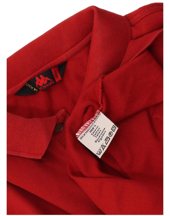 Kappa Mens Long Sleeve Polo Shirt Large Red Cotton