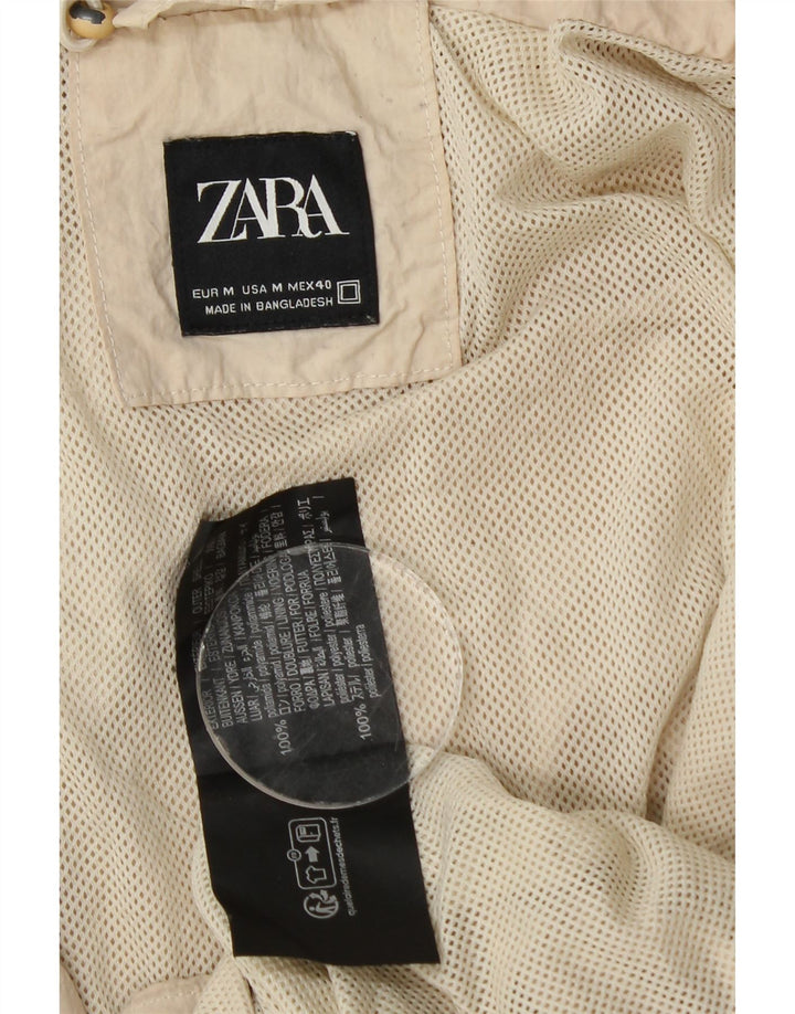 Zara Dame Hætte Oversized Regnjakke UK 14 Medium Beige
