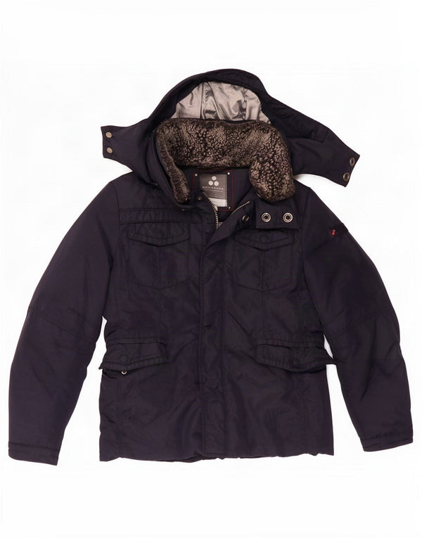 PEUTEREY Boys Hooded Padded Jacket 9-10 Years Large Navy Blue Polyamide