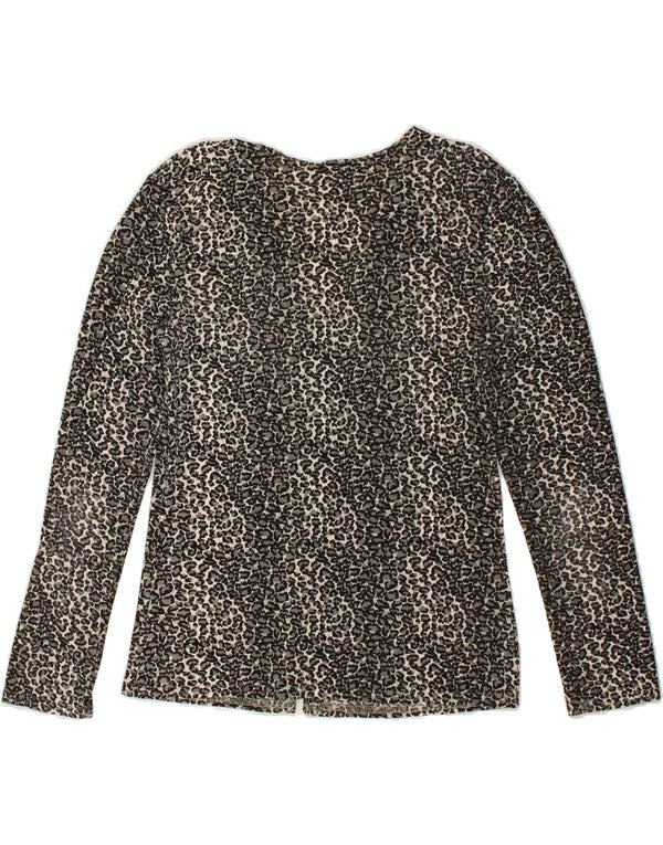 CAROL Womens Shirt Blouse UK 14 Large Grey Animal Print Polyester