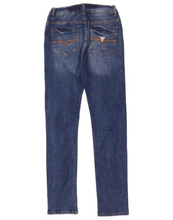 Jeans skinny invecchiati Guess per ragazze 11-12 anni W24 L28 Blu
