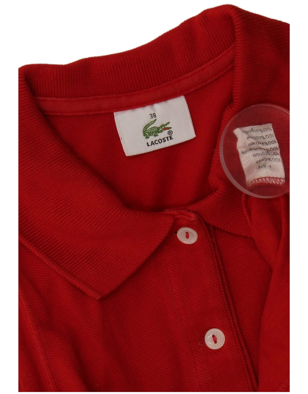 Lacoste Womens Sleeveless Polo Shirt Size 38 Medium Red Cotton