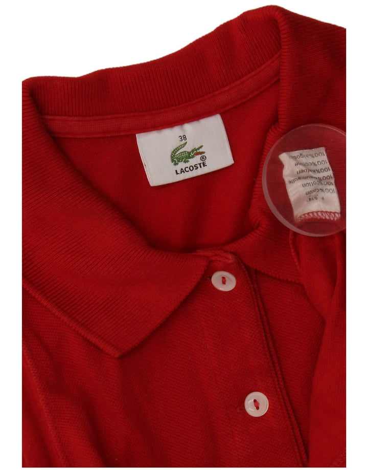 Lacoste Womens Sleeveless Polo Shirt Size 38 Medium Red Cotton