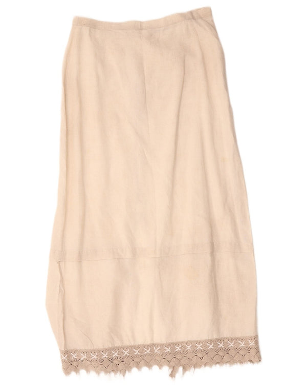 Γυναικεία Μίντι Φούστα L.Pucci IT 44 Medium W28 Μπεζ Λινό