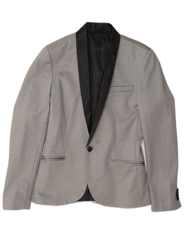 Zara Ανδρικό μπουφάν σακάκι με 1 κουμπί UK 36 Small Grey Polyester