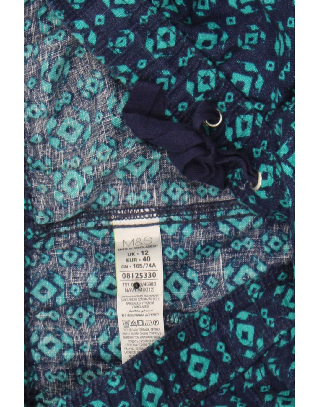 Marks & Spencer Womens A-Line Skirt UK 12 Medium W30 Navy Blue Geometric