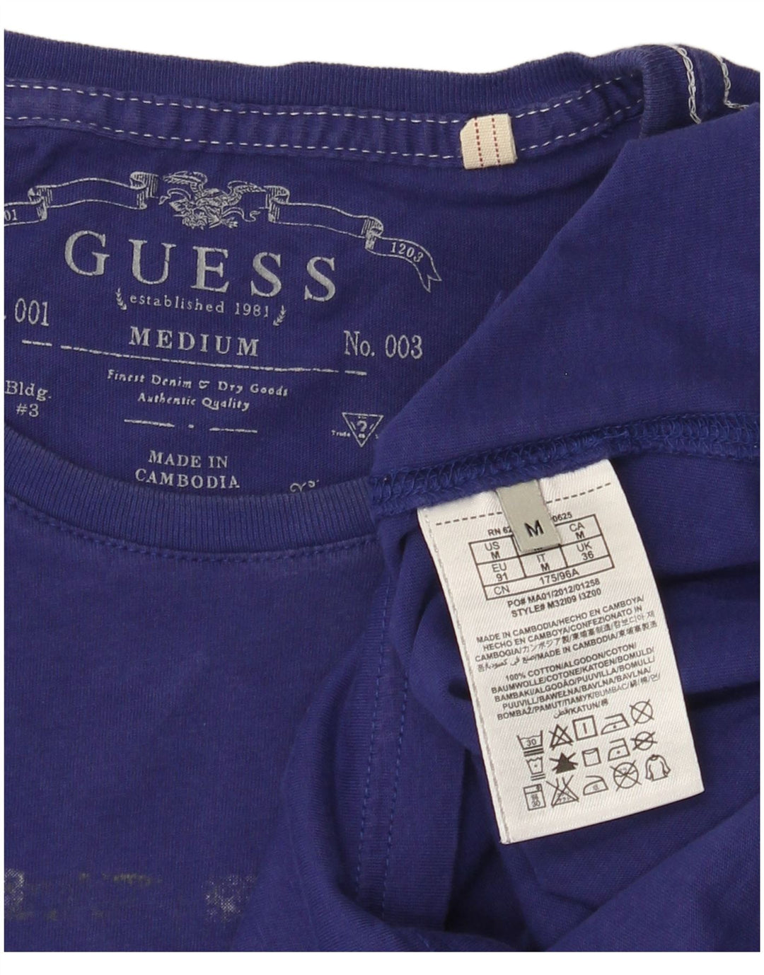 Guess T-Shirt Graphique Homme Violet Moyen Coton