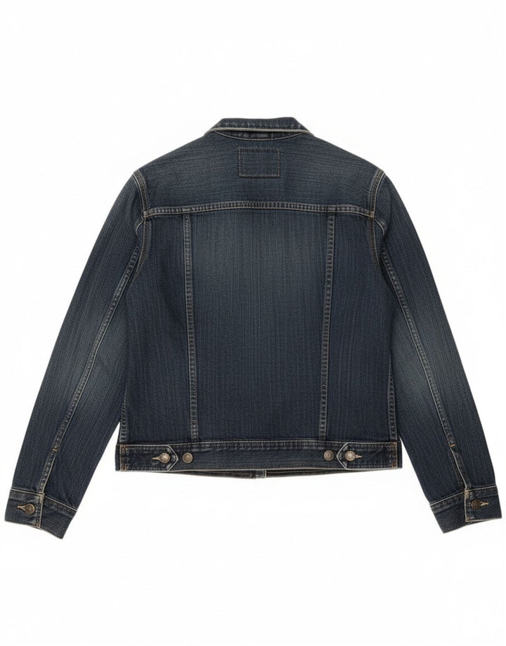 Eddie Bauer Womens Crop Denim Jacket UK 14 Medium Blue Cotton