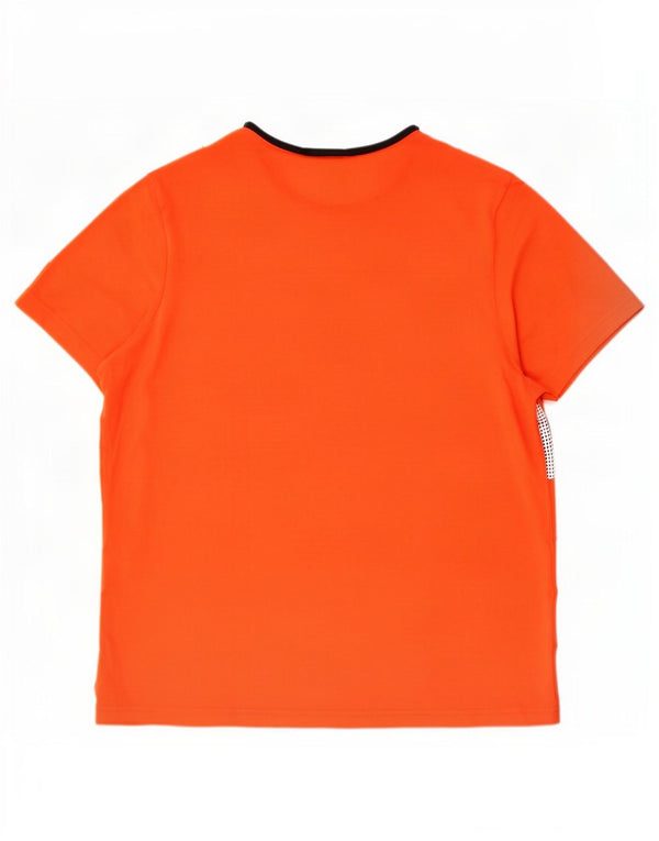 Мужская футболка Lacoste, размер 6 XL, оранжевая, хлопок с цветными блоками