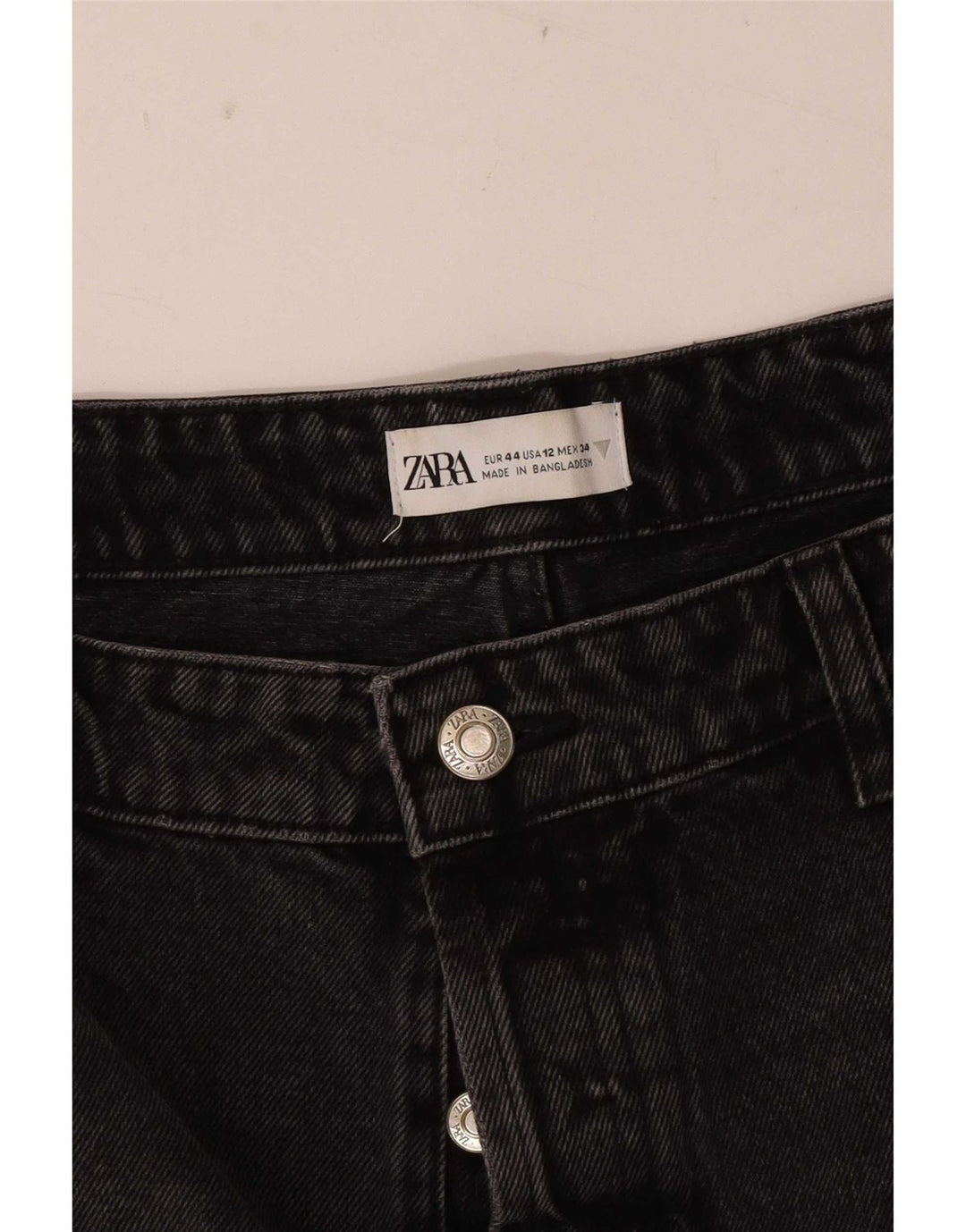 Zara Womens Distressed Denim Shorts EU 44 XL W34 Black