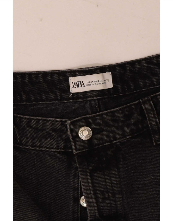 Zara Womens Distressed Denim Shorts EU 44 XL W34 Black