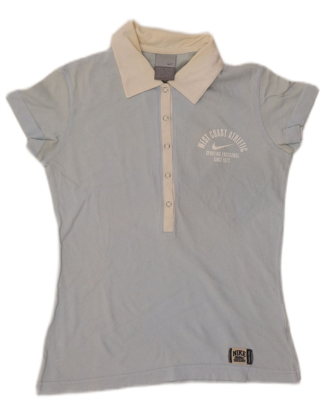 NIKE Womens Polo Shirt UK 10/12 Medium Blue Colourblock