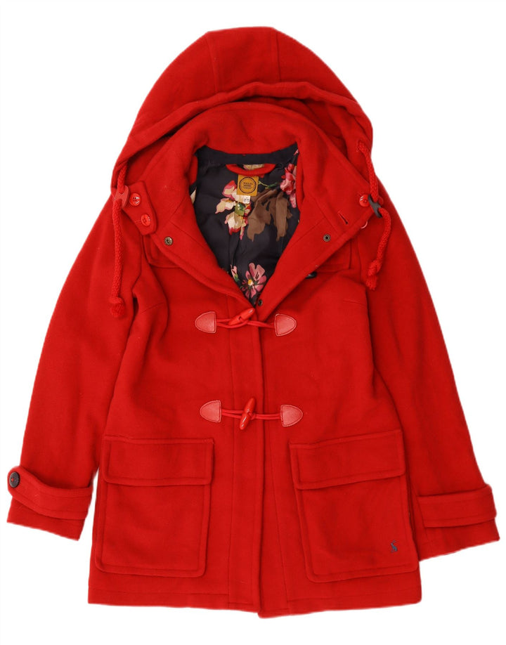 Joules Womens Hooded Oversized Duffle Coat UK 6 XS Red Wool