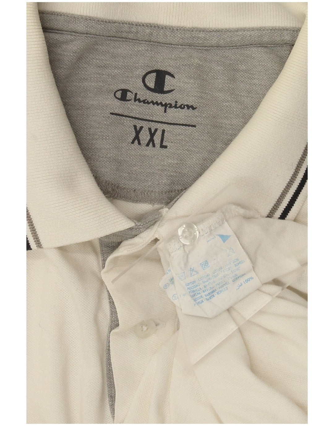 Champion Mens Polo Shirt 2XL Off White Cotton