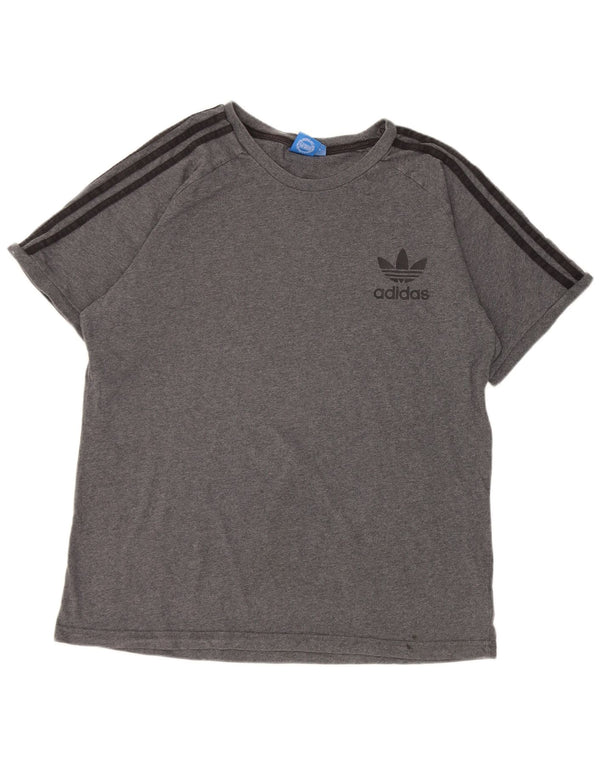Adidas Damen T-Shirt Top UK 18 XL Grau Baumwolle