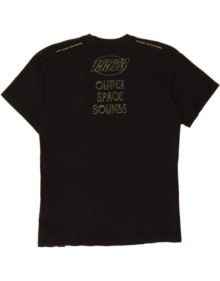 PULL & BEAR Mens Graphic T-Shirt Top Medium Black Cotton Vintage Pull & Bear and Second-Hand Pull & Bear from Messina Hembry 