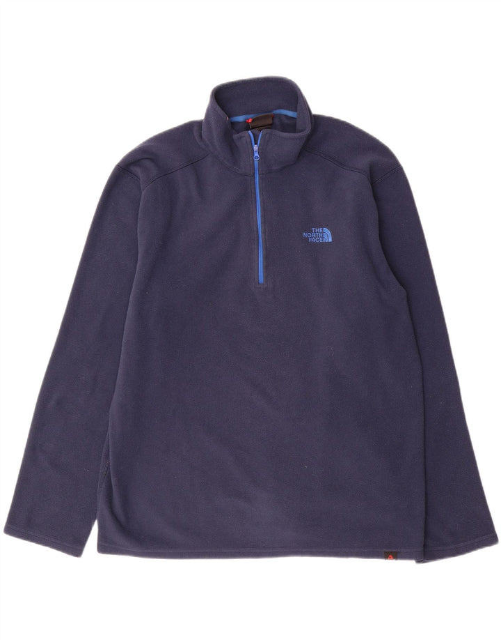 THE NORTH FACE Mens Zip Neck Fleece Jumper Large Navy Blue Polyester