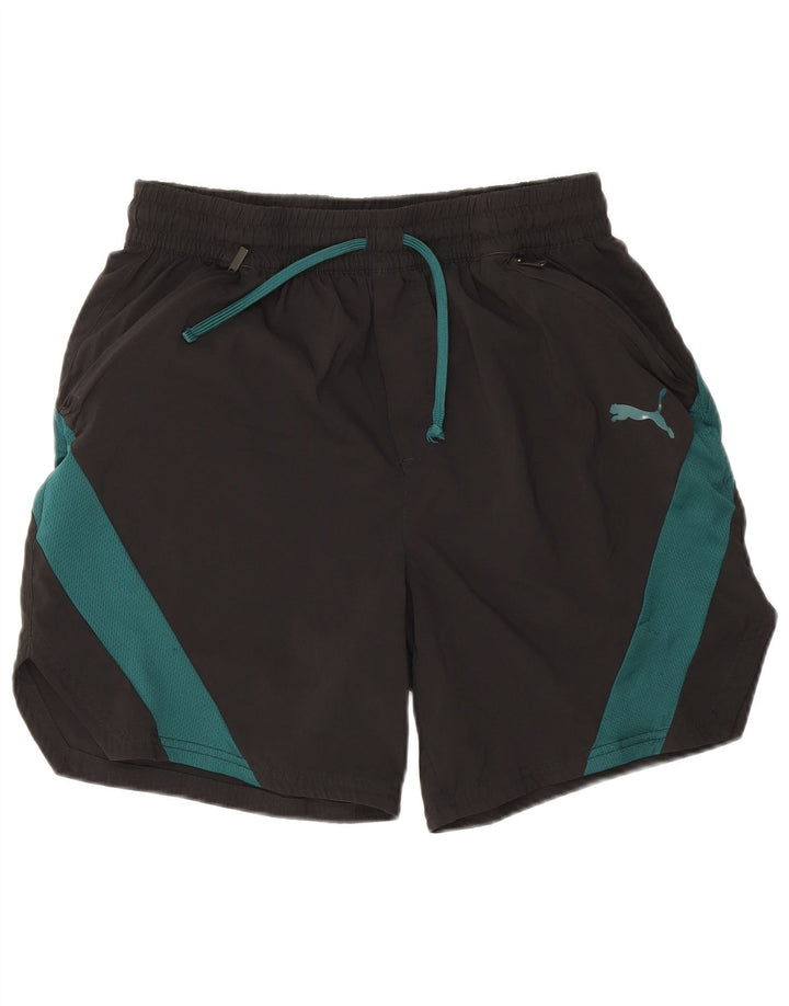 Pantaloncini sportivi da uomo Puma Large neri in poliestere color block