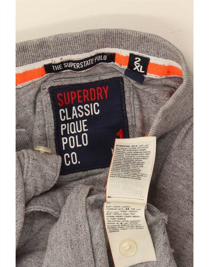 Superdry Mens Graphic Polo Shirt 2XL Grey Cotton