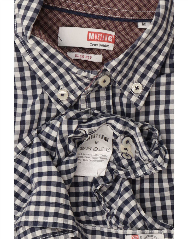 Mustang Herre Slim Fit skjorte Medium Marineblå Gingham Cotton