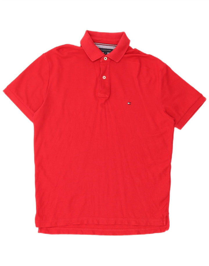 TOMMY HILFIGER Mens Regular Fit Polo Shirt Medium Red Cotton