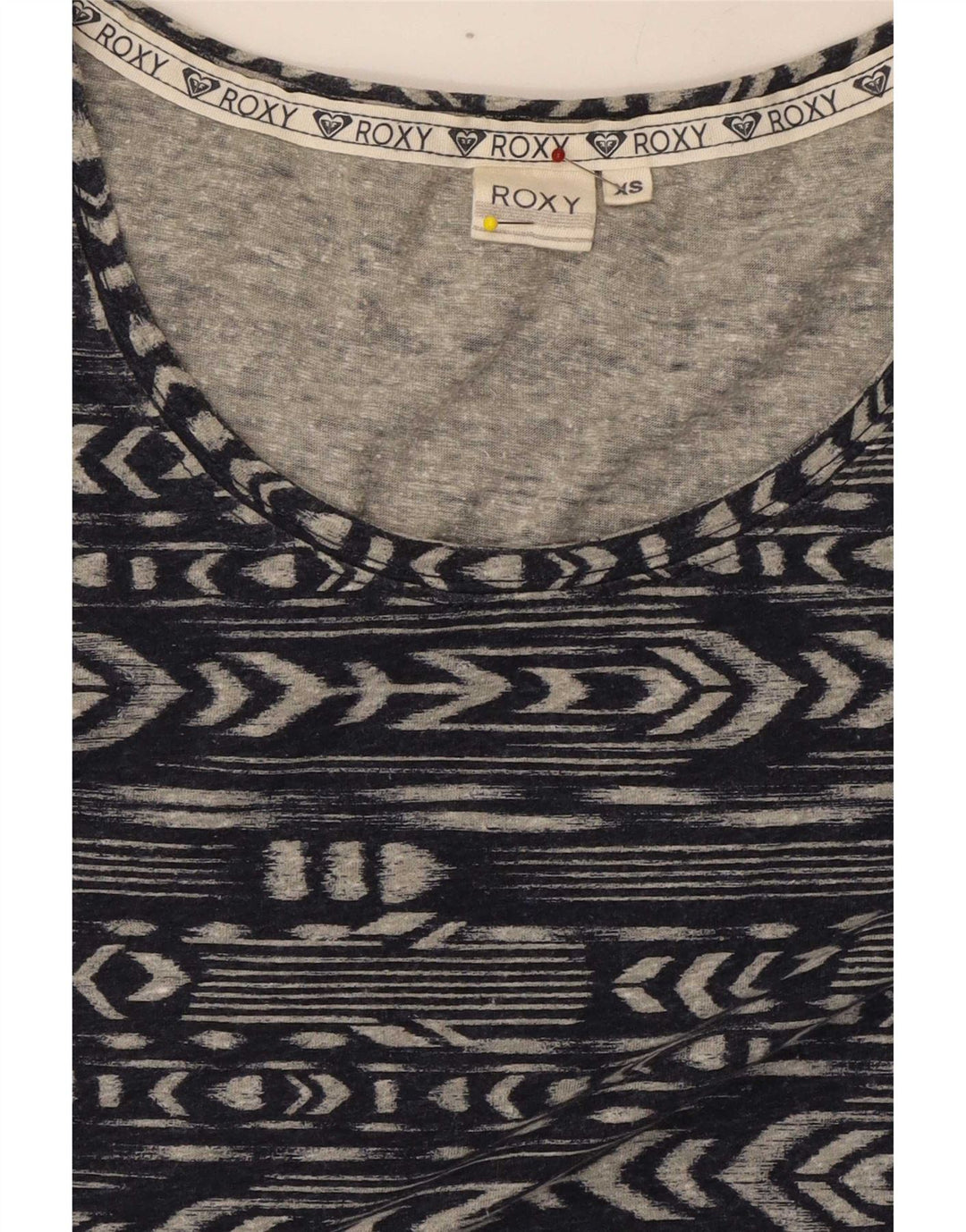 Top da donna a maniche lunghe Roxy UK 6 XS poliestere geometrico blu navy