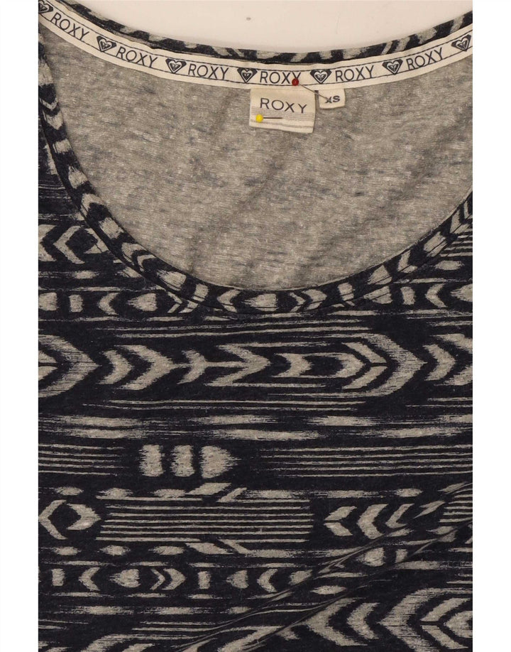 Top da donna a maniche lunghe Roxy UK 6 XS poliestere geometrico blu navy