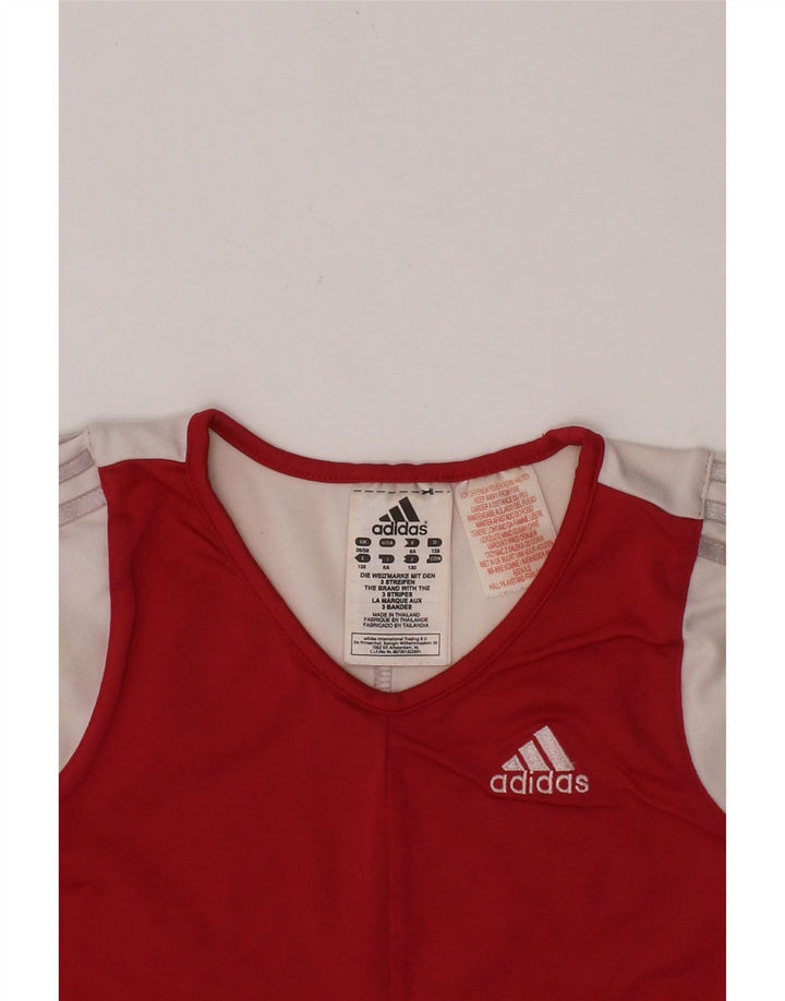 ADIDAS Girls T-Shirt Top 7-8 Years Red Polyamide Vintage Adidas and Second-Hand Adidas from Messina Hembry 