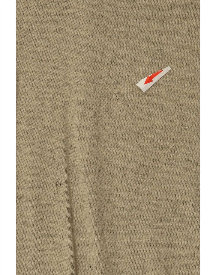 Calvin Klein Mens Zip Neck Jumper Sweater Medium Beige Flecked Cotton