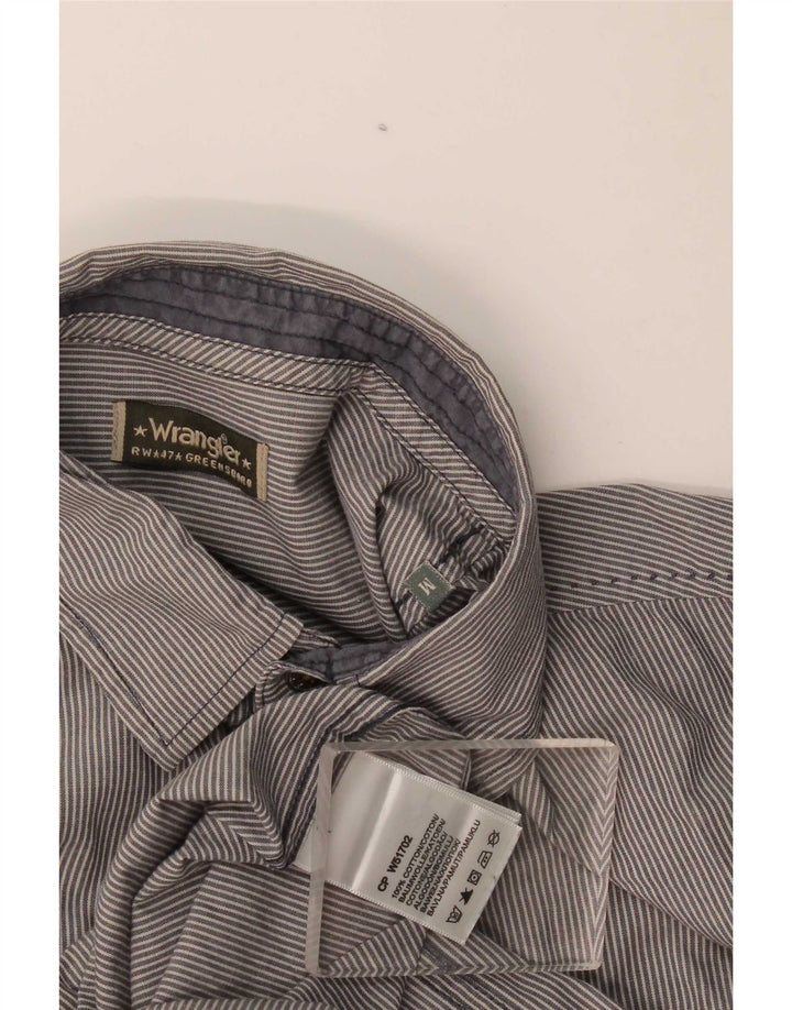 Wrangler Chemise Homme Gris Moyen Coton Rayé