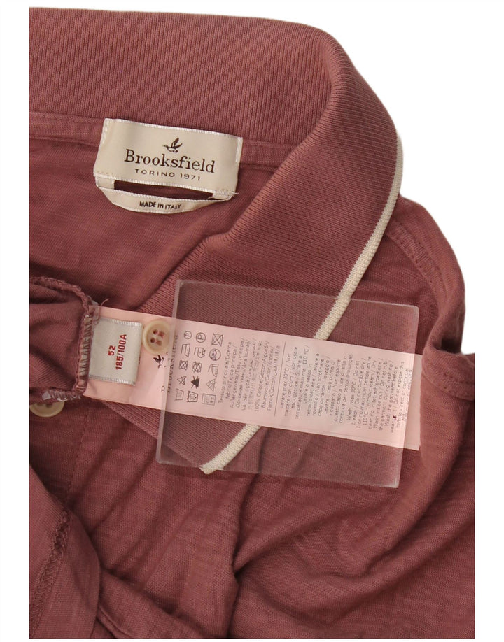 Brooksfield Mens Polo Shirt IT 52 Large Maroon Cotton Classic