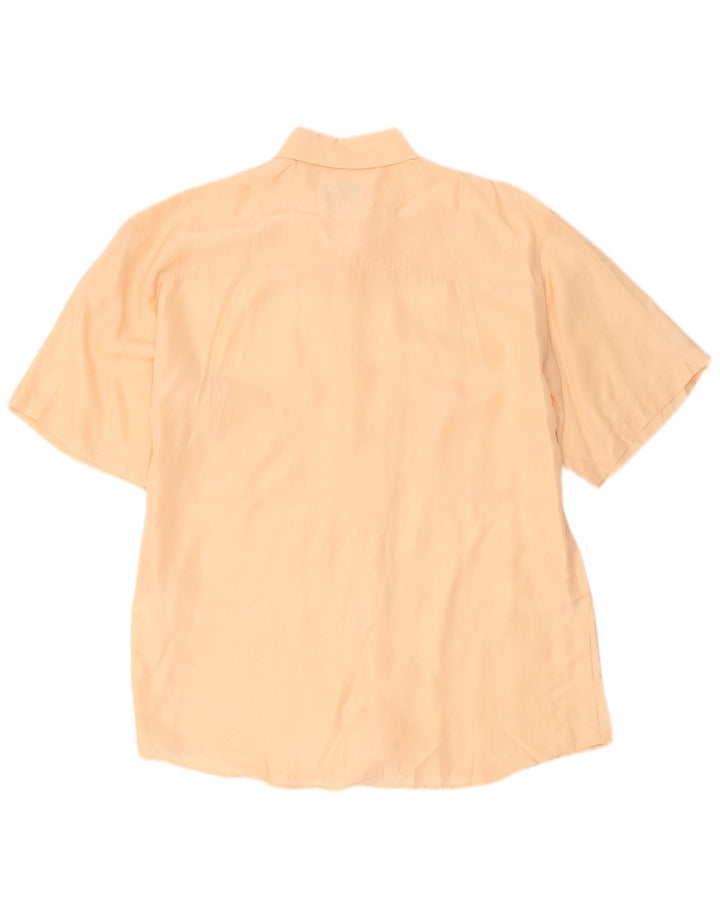 Vintage Mens Short Sleeve Shirt Medium Orange Silk